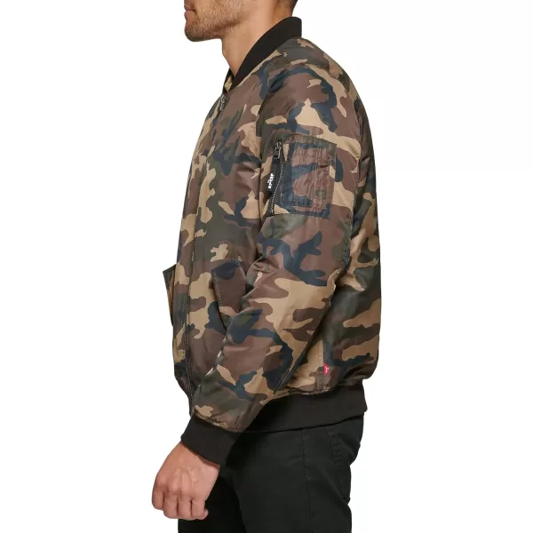 Levis Mens Flight Satin Bomber JacketCamo Ma1 Filled