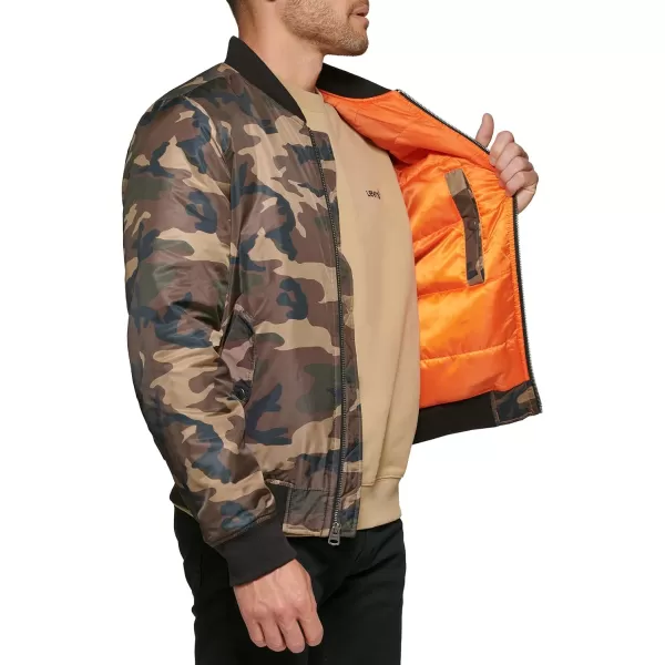 Levis Mens Flight Satin Bomber JacketCamo Ma1 Filled