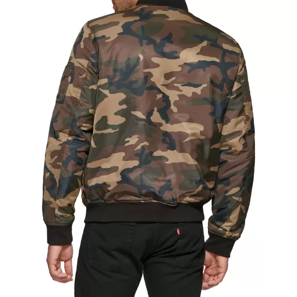 Levis Mens Flight Satin Bomber JacketCamo Ma1 Filled