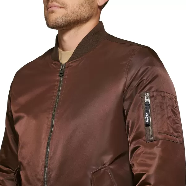 Levis Mens Flight Satin Bomber JacketDark Brown Ma1 Filled