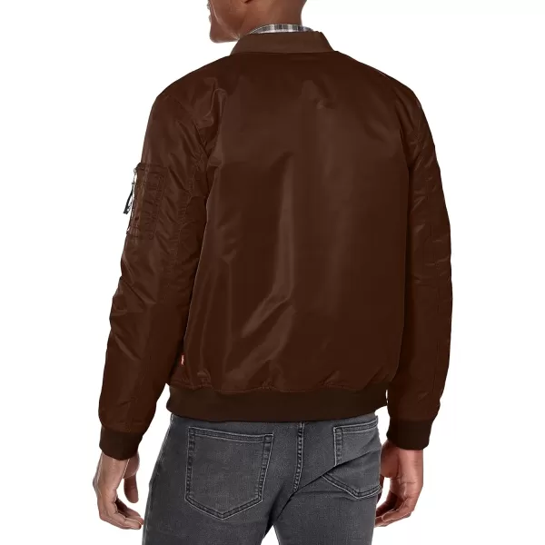 Levis Mens Flight Satin Bomber JacketDark Brown Ma1 Filled