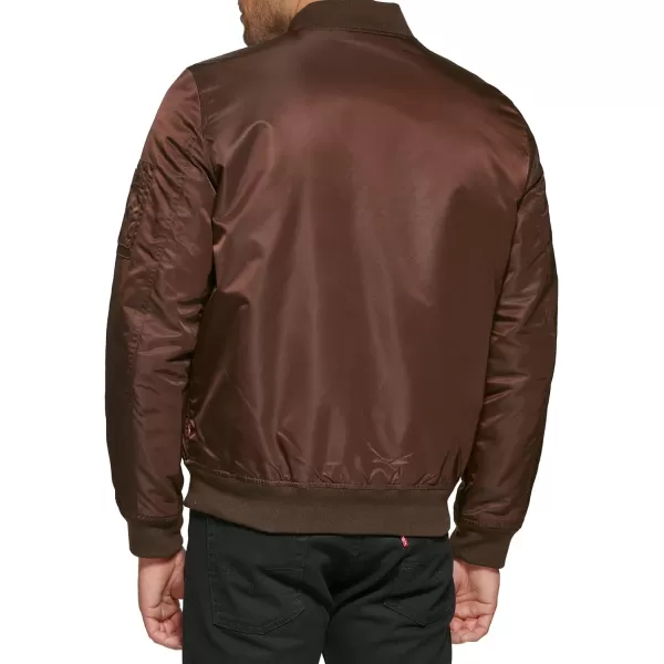 Levis Mens Flight Satin Bomber JacketDark Brown Ma1 Filled