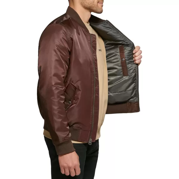 Levis Mens Flight Satin Bomber JacketDark Brown Ma1 Filled