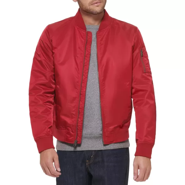 Levis Mens Flight Satin Bomber JacketRed Classic Unfilled