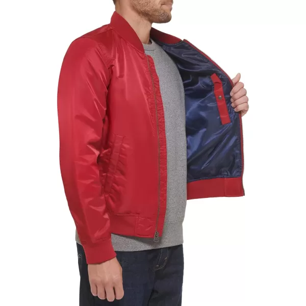 Levis Mens Flight Satin Bomber JacketRed Classic Unfilled