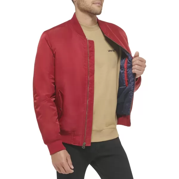 Levis Mens Flight Satin Bomber JacketRed Ma1 Filled