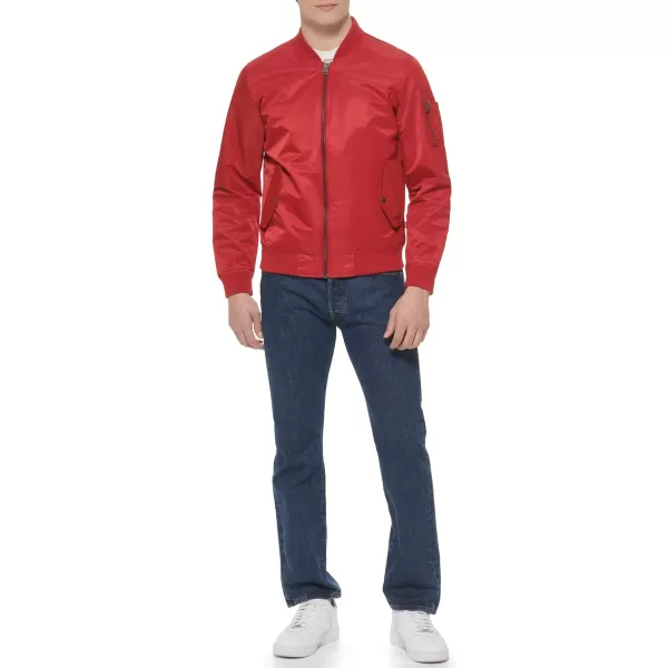 Levis Mens Flight Satin Bomber JacketRed Unfilled