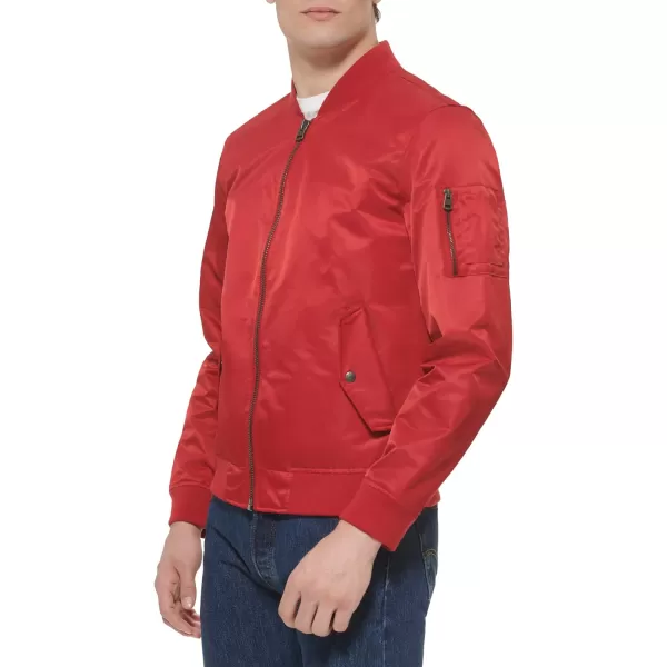 Levis Mens Flight Satin Bomber JacketRed Unfilled