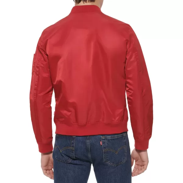 Levis Mens Flight Satin Bomber JacketRed Unfilled