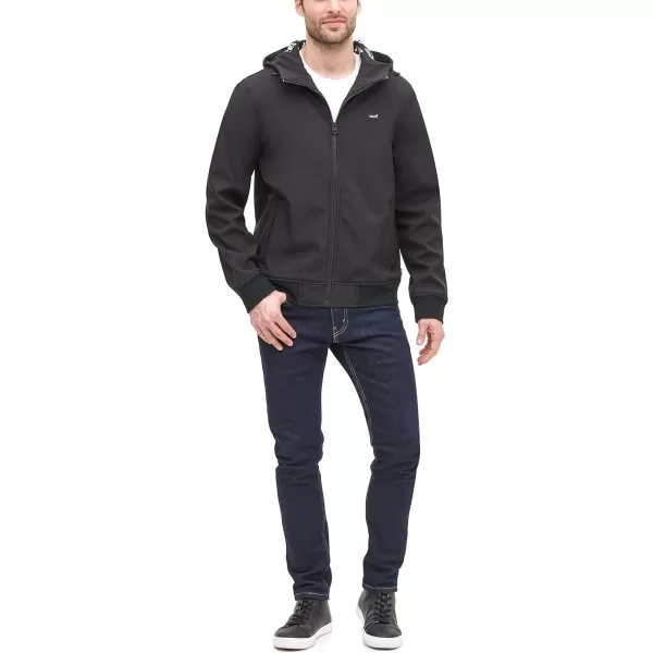 Levis Mens Hooded Water Resistant Softshell Bomber JacketBlack