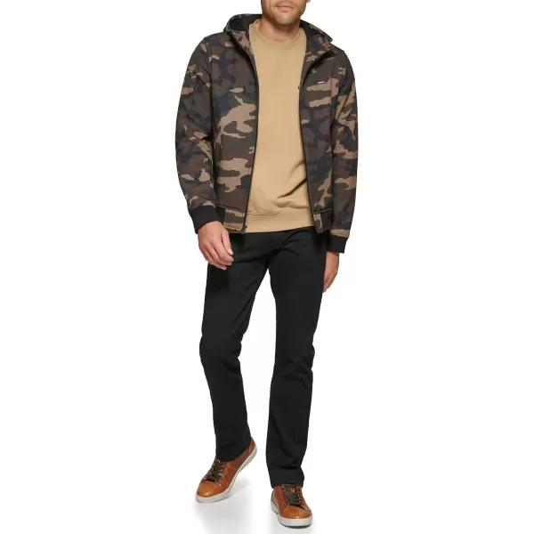 Levis Mens Hooded Water Resistant Softshell Bomber JacketCamouflage