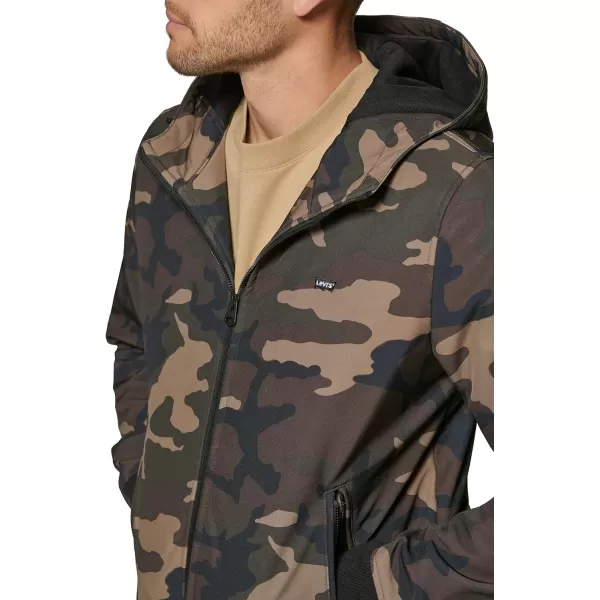 Levis Mens Hooded Water Resistant Softshell Bomber JacketCamouflage