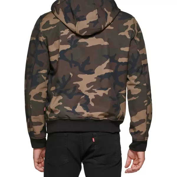 Levis Mens Hooded Water Resistant Softshell Bomber JacketCamouflage