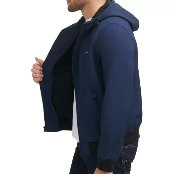 Levis Mens Hooded Water Resistant Softshell Bomber JacketNew Navy