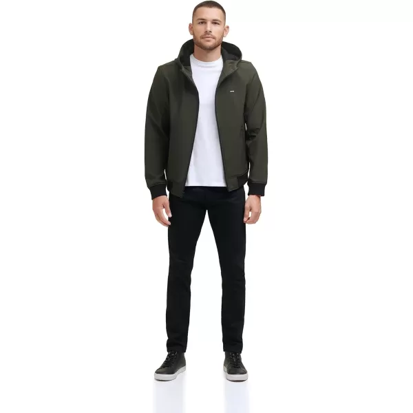 Levis Mens Hooded Water Resistant Softshell Bomber JacketOlive