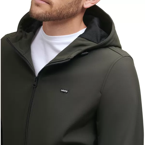 Levis Mens Hooded Water Resistant Softshell Bomber JacketOlive