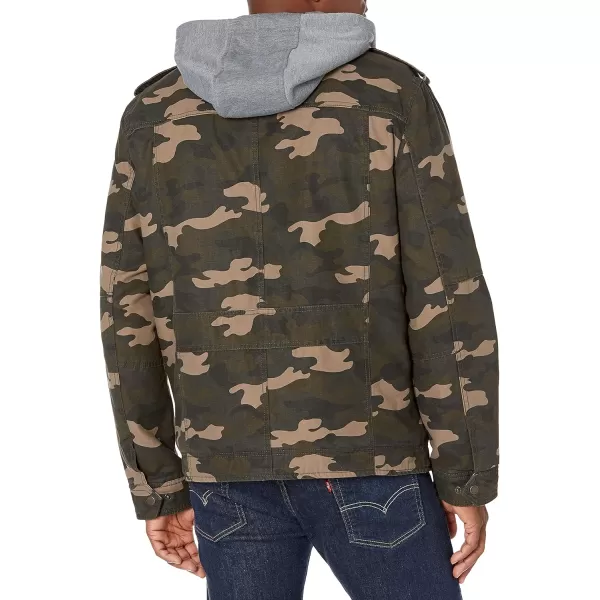 Levis Mens Legacy Washed Cotton Hooded Military JacketCamouflage