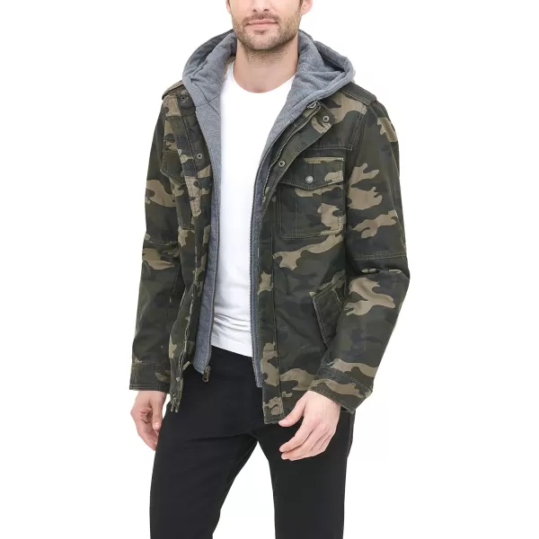 Levis Mens Legacy Washed Cotton Hooded Military JacketCamouflage