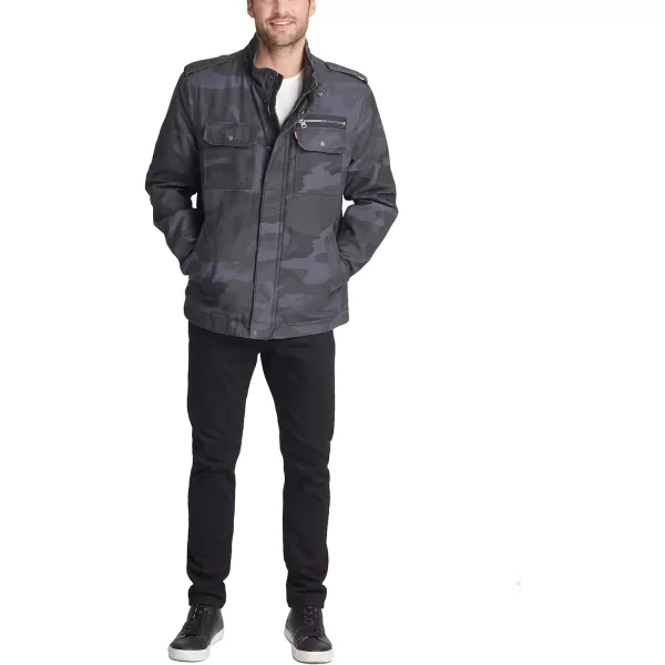 Levis Mens Legacy Washed Cotton Military JacketBlue Camo