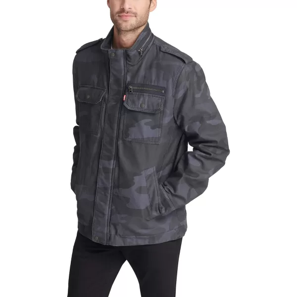 Levis Mens Legacy Washed Cotton Military JacketBlue Camo