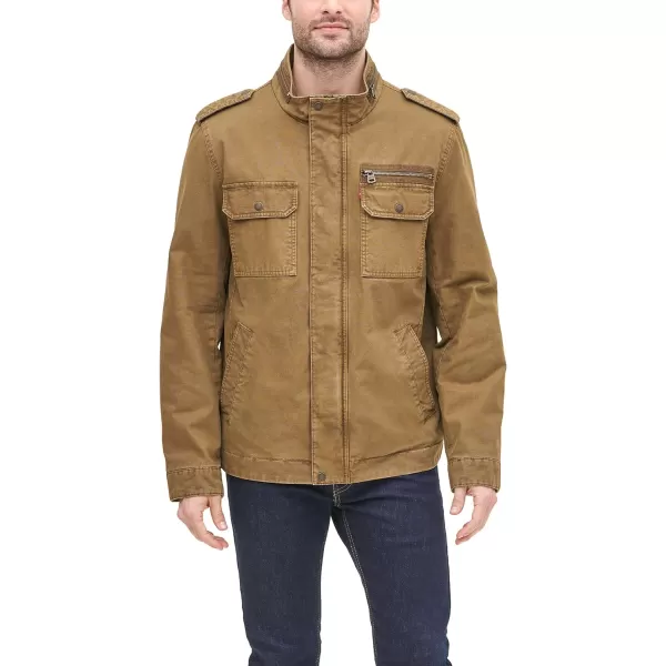 Levis Mens Legacy Washed Cotton Military JacketKhaki