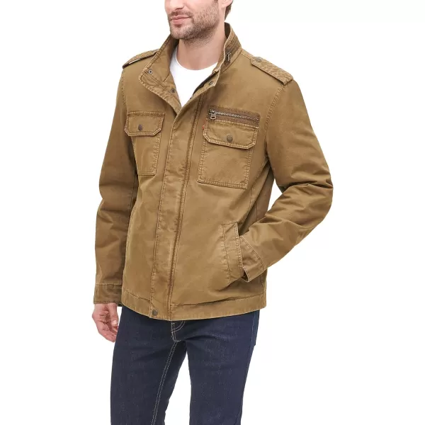 Levis Mens Legacy Washed Cotton Military JacketKhaki