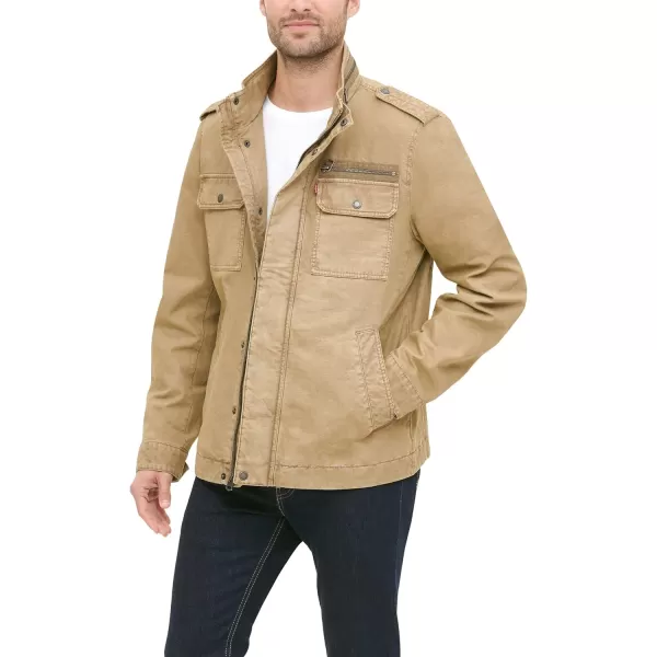 Levis Mens Legacy Washed Cotton Military JacketLt Khaki