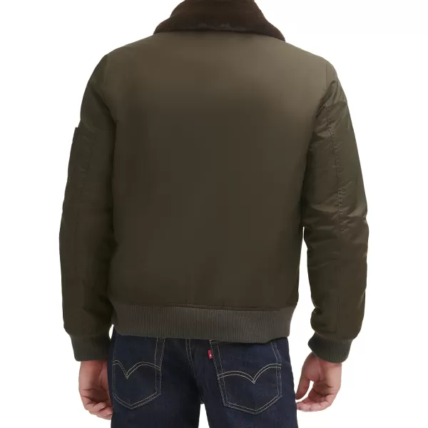 Levis Mens Ma1 Flight JacketArmy GreenFaux Fur Collar