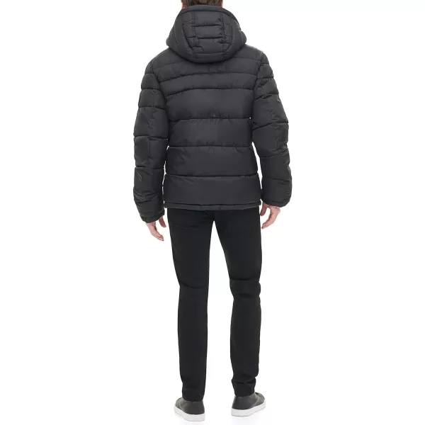 Levis Mens MidLength Quilted Performance Hoody Puffer JacketBlack