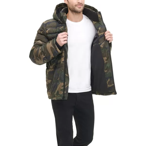 Levis Mens MidLength Quilted Performance Hoody Puffer JacketCamouflage