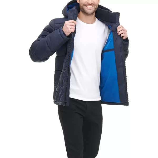 Levis Mens MidLength Quilted Performance Hoody Puffer JacketMidnight