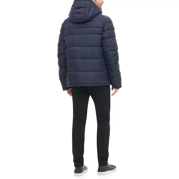 Levis Mens MidLength Quilted Performance Hoody Puffer JacketMidnight