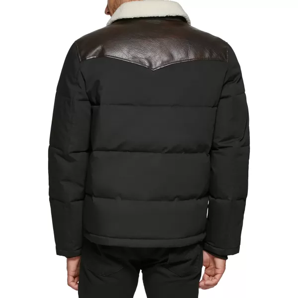 Levis Mens Out West Mixed Media Puffer JacketBlack Puffer