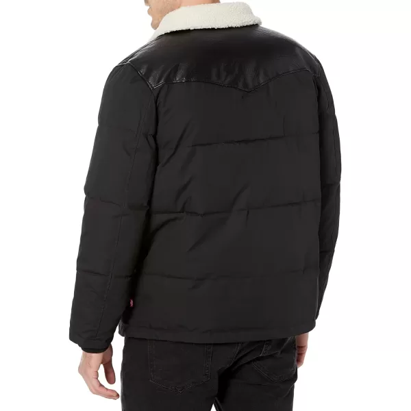 Levis Mens Out West Mixed Media Puffer JacketBlack Puffer