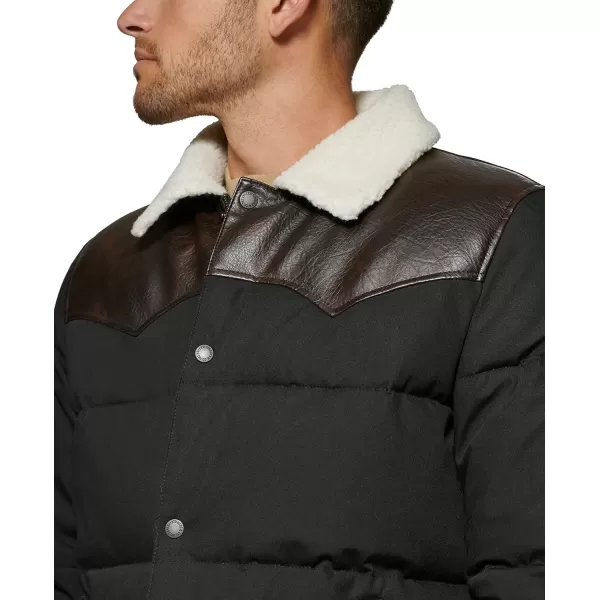 Levis Mens Out West Mixed Media Puffer JacketBlack Puffer