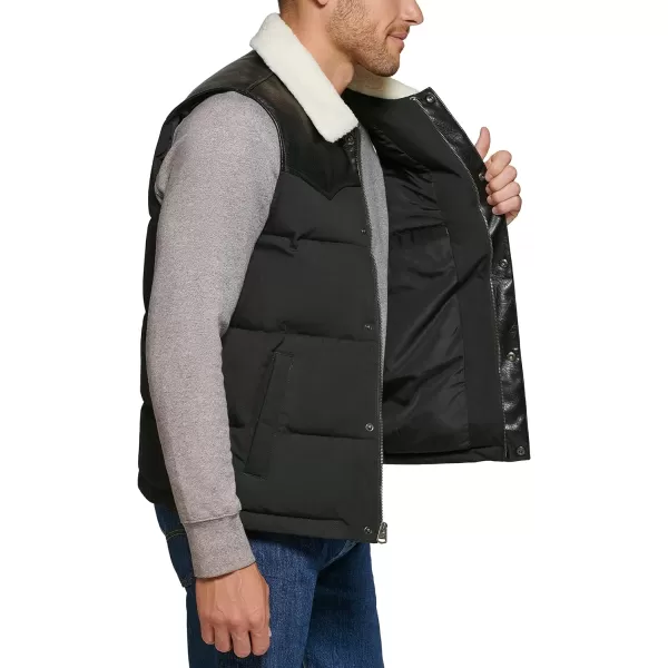 Levis Mens Out West Mixed Media Puffer VestBlack