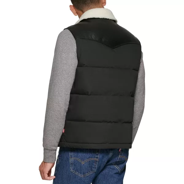 Levis Mens Out West Mixed Media Puffer VestBlack