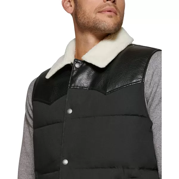 Levis Mens Out West Mixed Media Puffer VestBlack