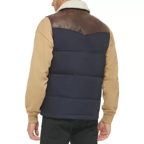 Levis Mens Out West Mixed Media Puffer VestNavy