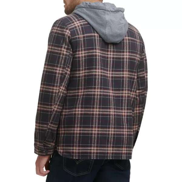 Levis Mens Plaid Sherpa Lined Hooded Shirt Jacket Regular amp Big amp Tall SizesBrownTan Plaid