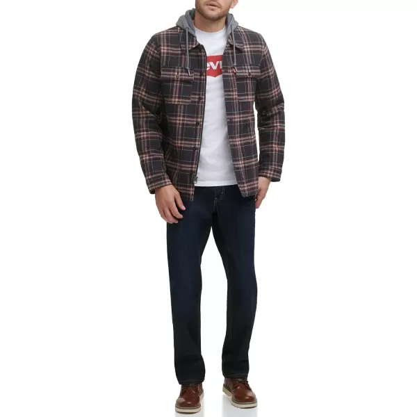 Levis Mens Plaid Sherpa Lined Hooded Shirt Jacket Regular amp Big amp Tall SizesBrownTan Plaid