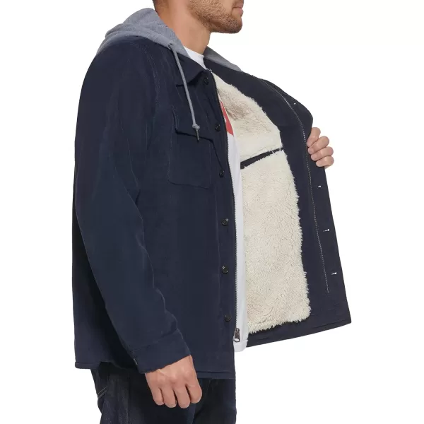 Levis Mens Plaid Sherpa Lined Hooded Shirt Jacket Regular amp Big amp Tall SizesNavy