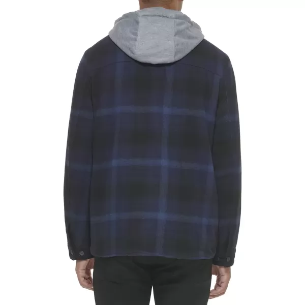 Levis Mens Plaid Sherpa Lined Hooded Shirt Jacket Regular amp Big amp Tall SizesNavy Ombre Plaid