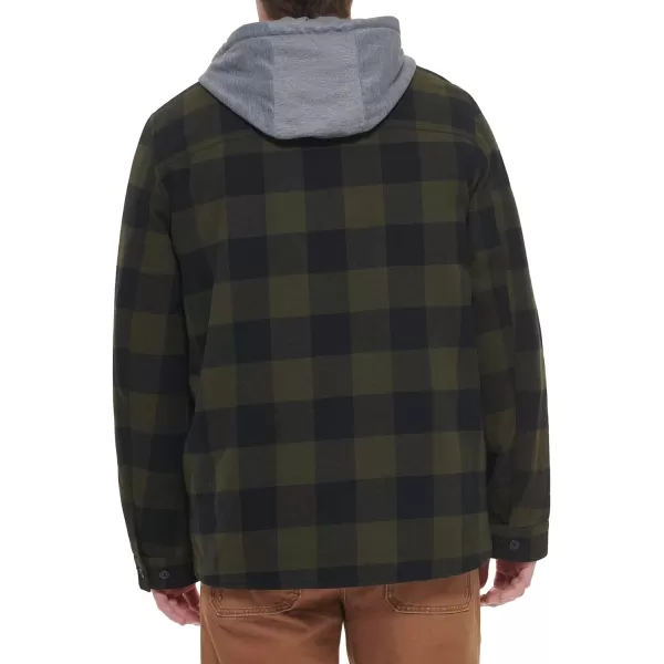 Levis Mens Plaid Sherpa Lined Hooded Shirt Jacket Regular amp Big amp Tall SizesOlive Check Plaid