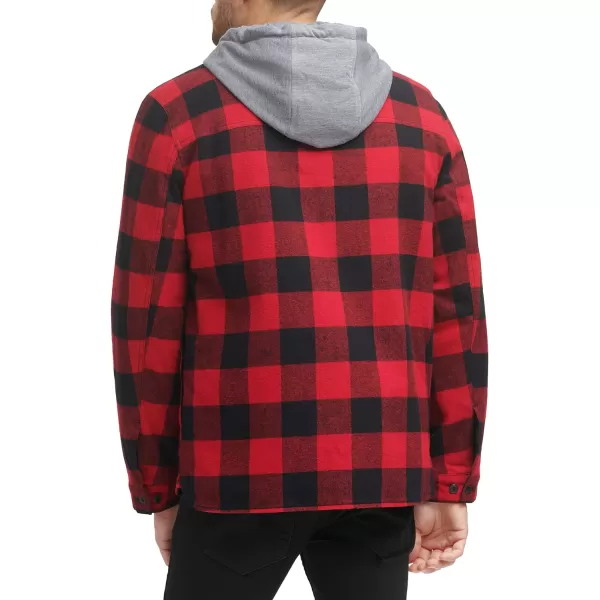 Levis Mens Plaid Sherpa Lined Hooded Shirt Jacket Regular amp Big amp Tall SizesRed Buffalo Check Plaid