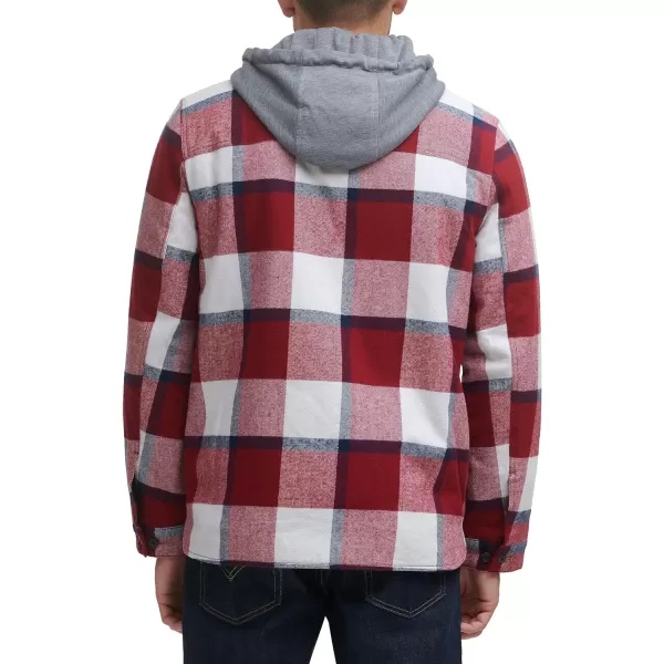 Levis Mens Plaid Sherpa Lined Hooded Shirt Jacket Regular amp Big amp Tall SizesRedWhiteBlue Skater Plaid