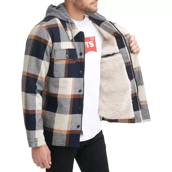 Levis Mens Plaid Sherpa Lined Hooded Shirt Jacket Regular amp Big amp Tall SizesSkateboard Plaid