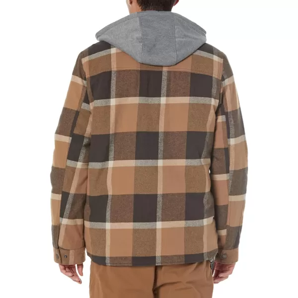 Levis Mens Plaid Sherpa Lined Hooded Shirt Jacket Regular amp Big amp Tall SizesTanBrown Plaid