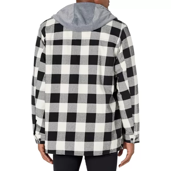 Levis Mens Plaid Sherpa Lined Hooded Shirt Jacket Regular amp Big amp Tall SizesWhiteBlack Buffalo Check