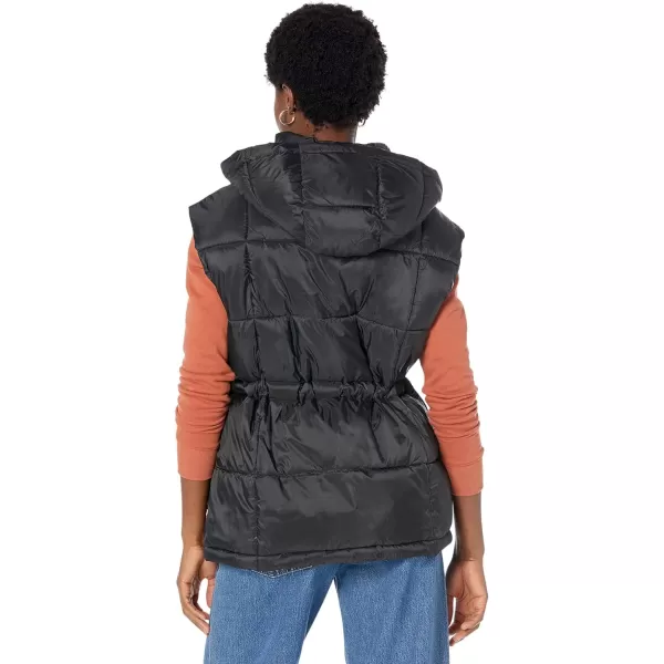 Levis Mens Quilted Megan Hooded Puffer JacketBlack Vest